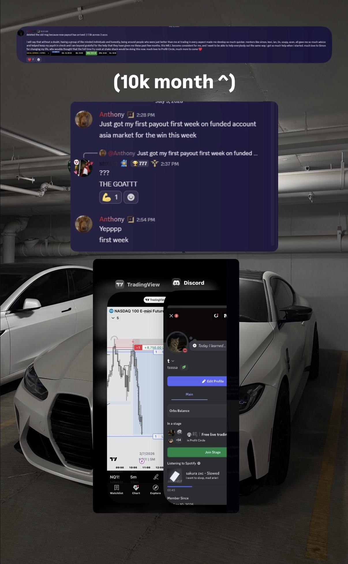 Anthony: first payout in first week on funded account — 10k month