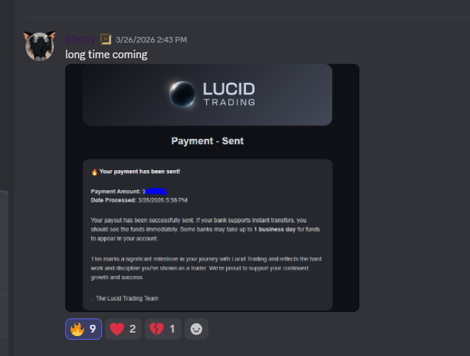plenty: Lucid Trading payment sent — long time coming