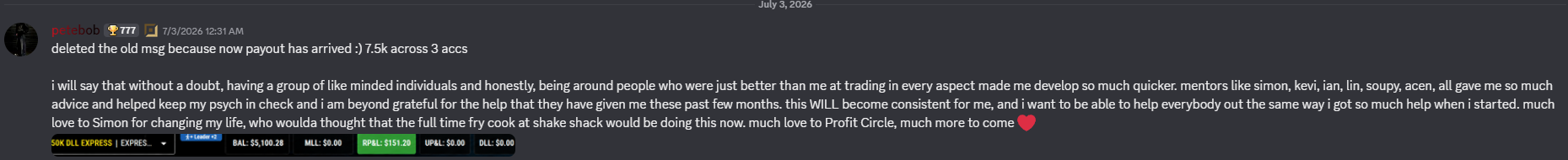 petebob: payout arrived — $7.5k across 3 accounts