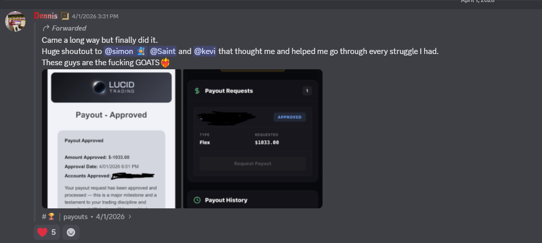 Dennis: Lucid Trading $1,033 payout approved