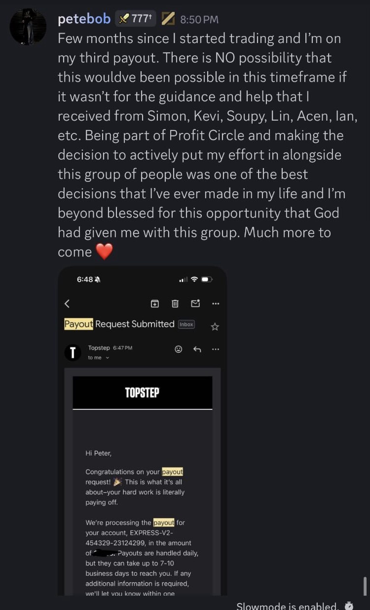 petebob: third payout a few months after starting, Topstep payout request submitted